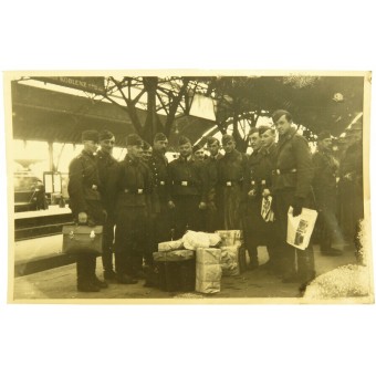Groepsfoto van de Luftwaffe-soldaten voordat ze naar voren worden gestuurd. Koblenz. Espenlaub militaria